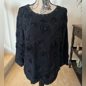 Lauren Michelle Black Embellished Blouse